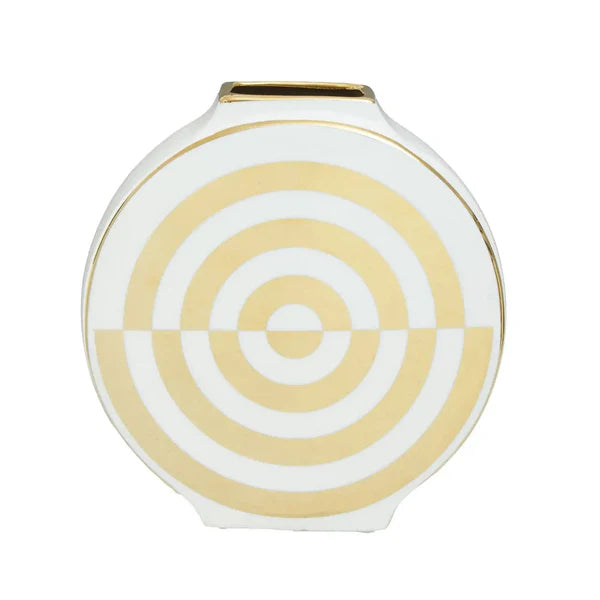 Curva Ceramic Round Jar White Gold