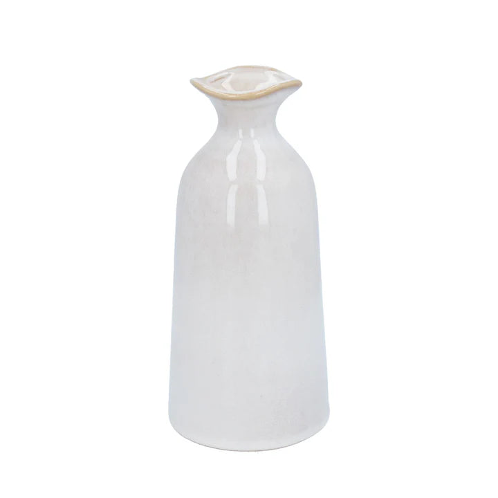 Gisela Graham White Ceramic Smooth Funnel Top Vase